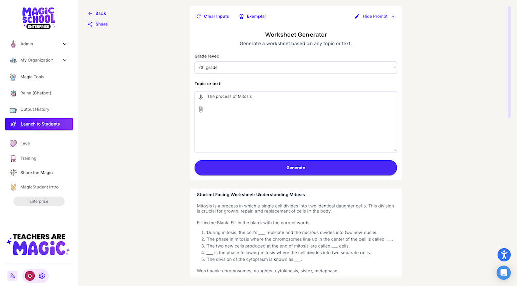Worksheet Generator tool image