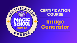 Blue tile with an icon of a yellow graduation cap for the Level Three MagicSchool Certification Course