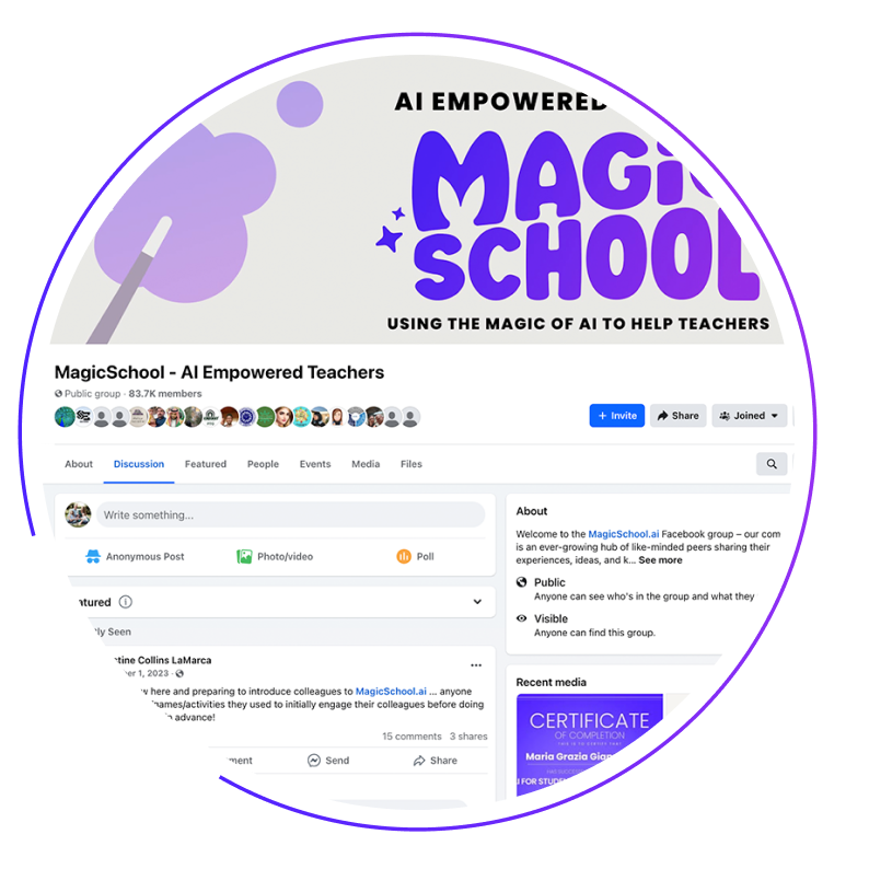 Screenshot of MagicSchool Facebook page