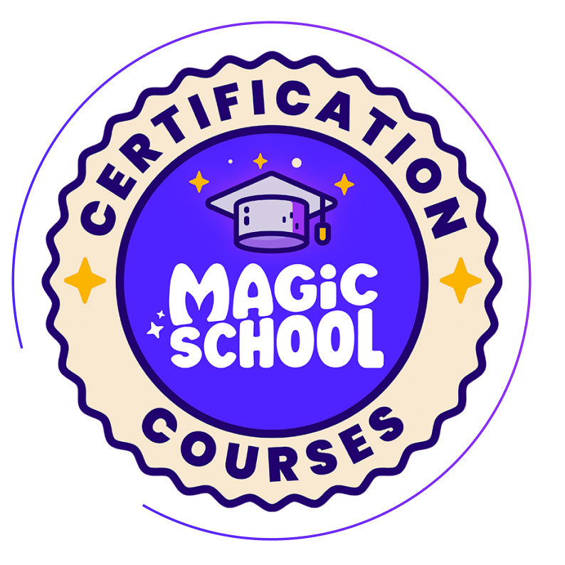 Purple circular AI certified badge