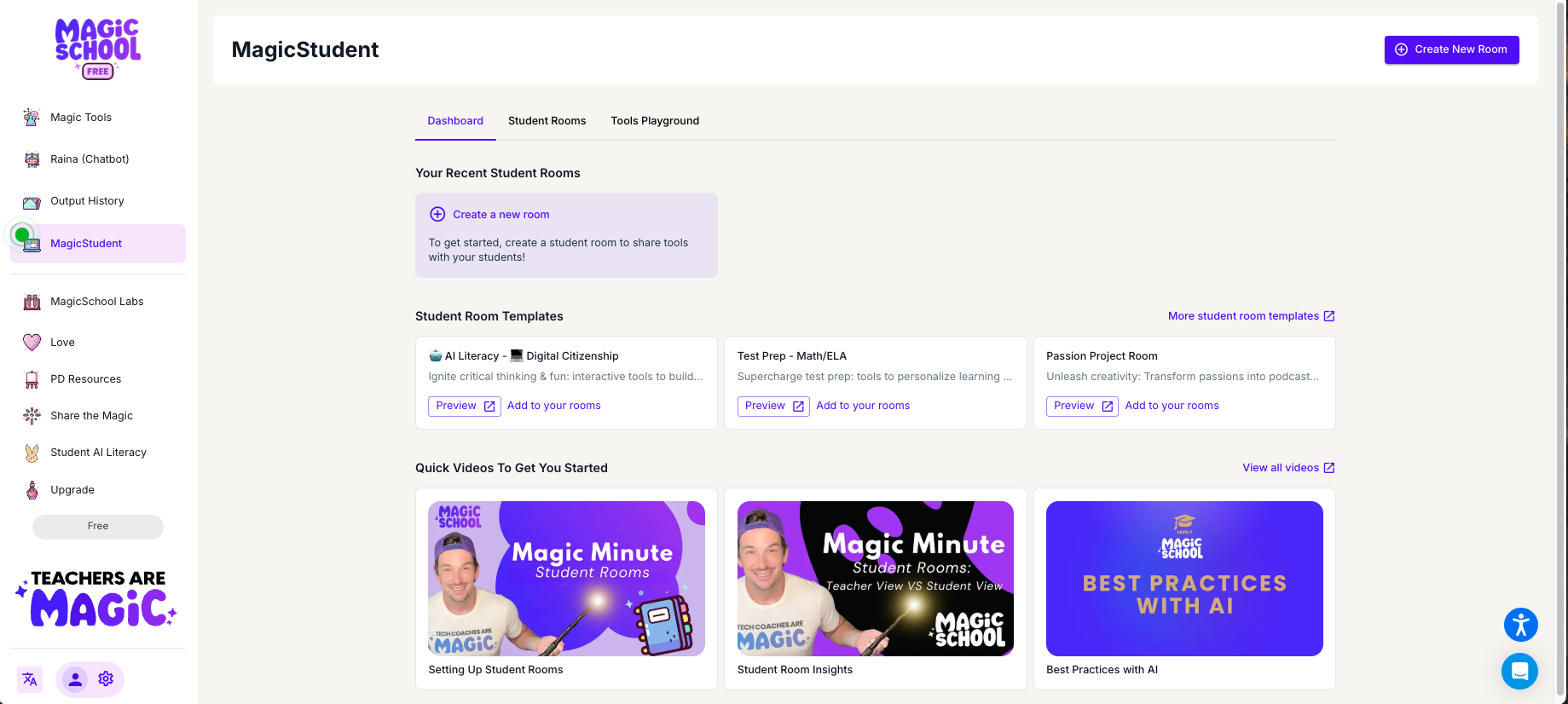 Screenshot of new MagicStudent user interface